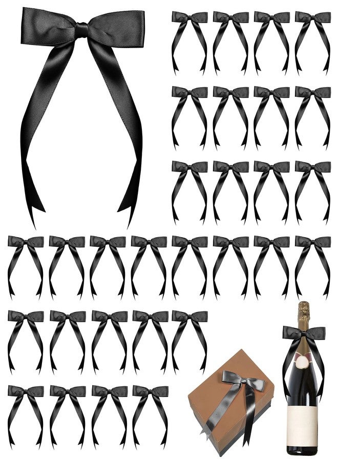 Exircy Black Bows for Cake, 30pcs Black Bow for Crafts 5"×7” Satin Ribbon Bows Self-Adhesive Black-Bow Decor Twist Tie Bow for Gift Wrapping,Crafts,Wedding,Christmas,Birthday Party Decoration Treat Bags - Image 1