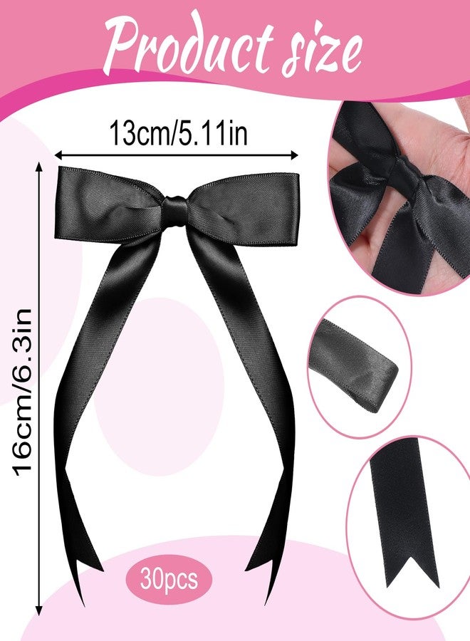 Exircy Black Bows for Cake, 30pcs Black Bow for Crafts 5"×7” Satin Ribbon Bows Self-Adhesive Black-Bow Decor Twist Tie Bow for Gift Wrapping,Crafts,Wedding,Christmas,Birthday Party Decoration Treat Bags - Image 2