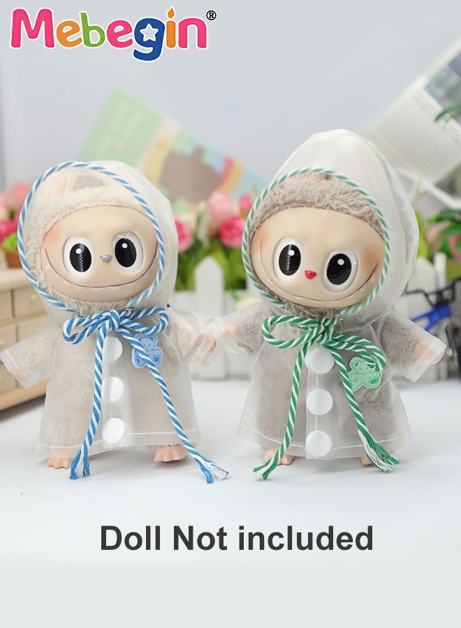 MEBEGIN Labubu Clothes,2 Pcs Transparent Hooded Raincoat for Doll (NO Doll),Raincoat Set for 17cm Accessories Suit, Cute Clothes for Dress up Unique Style,Adorable Outfit Set for 17cm - Image 1