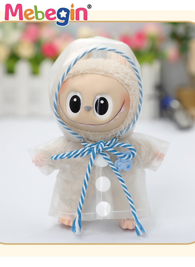 MEBEGIN Labubu Clothes,2 Pcs Transparent Hooded Raincoat for Doll (NO Doll),Raincoat Set for 17cm Accessories Suit, Cute Clothes for Dress up Unique Style,Adorable Outfit Set for 17cm - Image 2