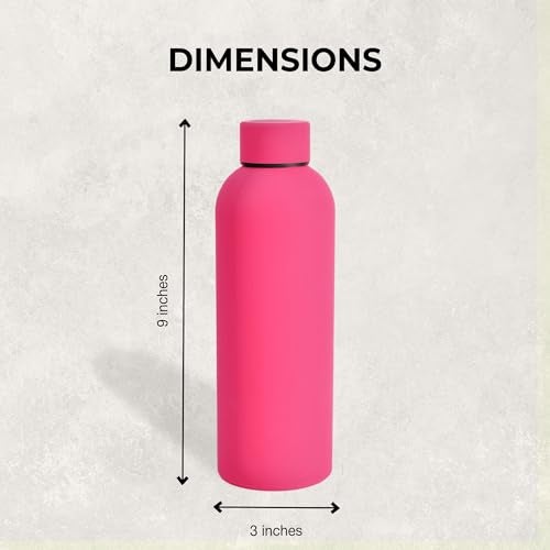 SuperGeneriX 17oz Matte Finish Stainless Steel Water Bottle | Vacuum Insulated Travel Bottle | 12 hrs Hot & 18 hrs Cold | Smooth Rubber Finish Water Bottle (Pink) - Image 2
