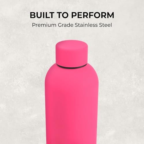SuperGeneriX 17oz Matte Finish Stainless Steel Water Bottle | Vacuum Insulated Travel Bottle | 12 hrs Hot & 18 hrs Cold | Smooth Rubber Finish Water Bottle (Pink) - Image 3