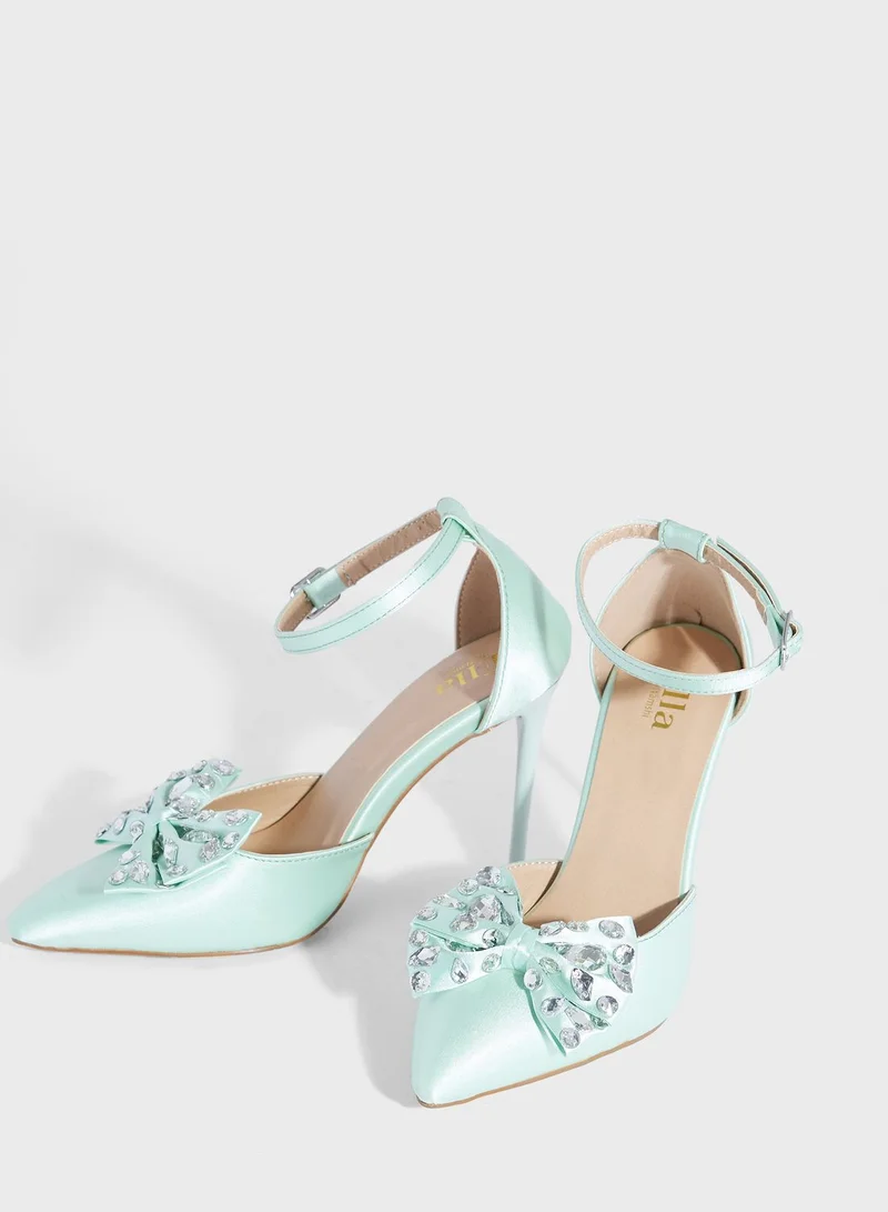 Ella Limited Edition Satin High Heel  Pump With Bow