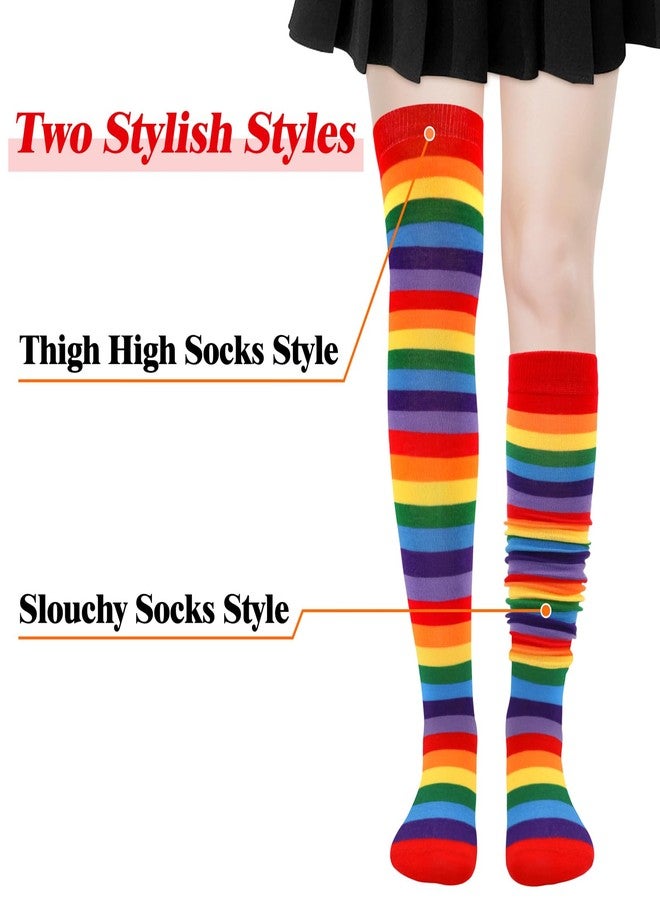 Sarfel Rainbow Thigh High Socks Rainbow Knee High Socks for Women Crazy Socks for Women Rainbow Socks Womens Over the Knee Socks - Image 5