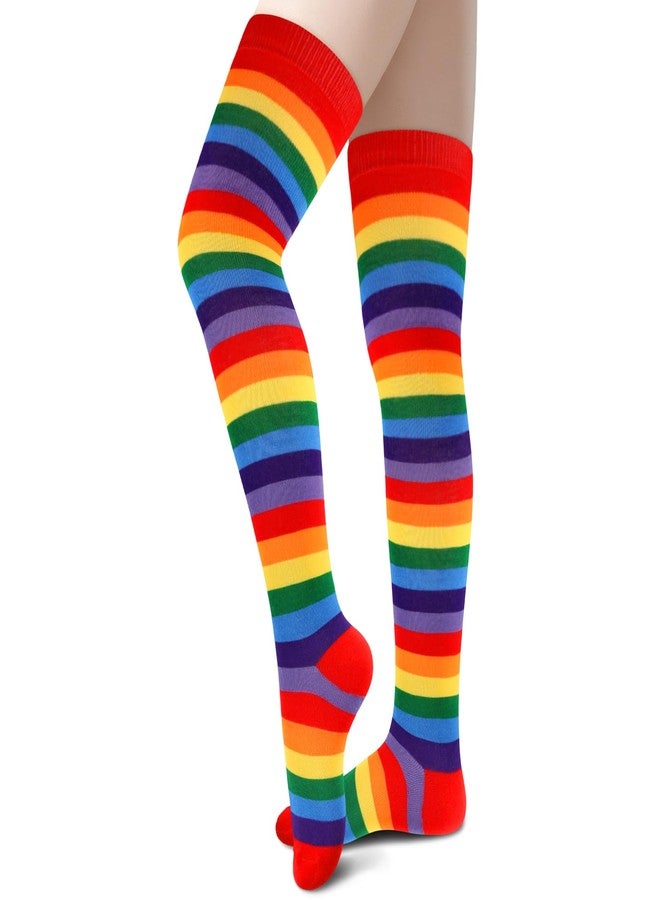 Sarfel Rainbow Thigh High Socks Rainbow Knee High Socks for Women Crazy Socks for Women Rainbow Socks Womens Over the Knee Socks - Image 1