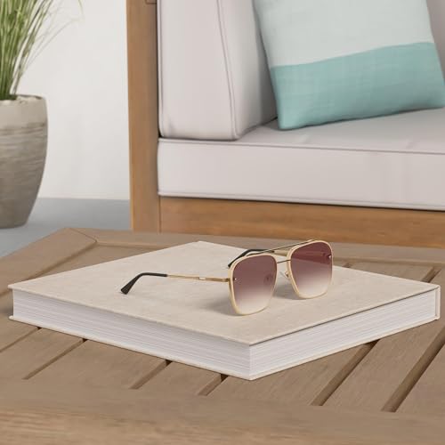 Breaksun Oversized Square Aviator Sunglasses for Men Women Fashion Metal Frame Aviator Sun Glasses Tinted Lens (Gold/Gradient Brown) - Image 2