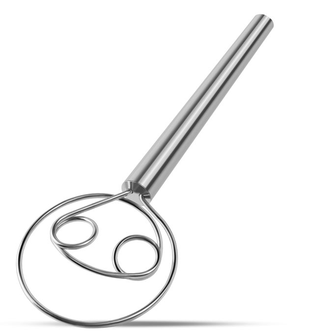DANISH DOUGH WHISK STAINLESS STEEL HOOK DUTCH BREAD MIXER HAND TOOL FOR SOURDOUGH BAKING MAKING BLENDING PASTRY PIZZA