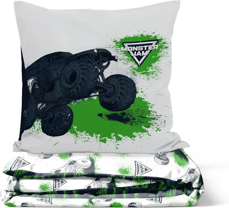 Jay Franco Kids Field Monster Jam Bedding Set – Super Soft Bedding with Pillowcase, COVER ONLY, Duvet Not Included, White, 2-Piece, Single Bed Well-engineered versatile build - Image 4