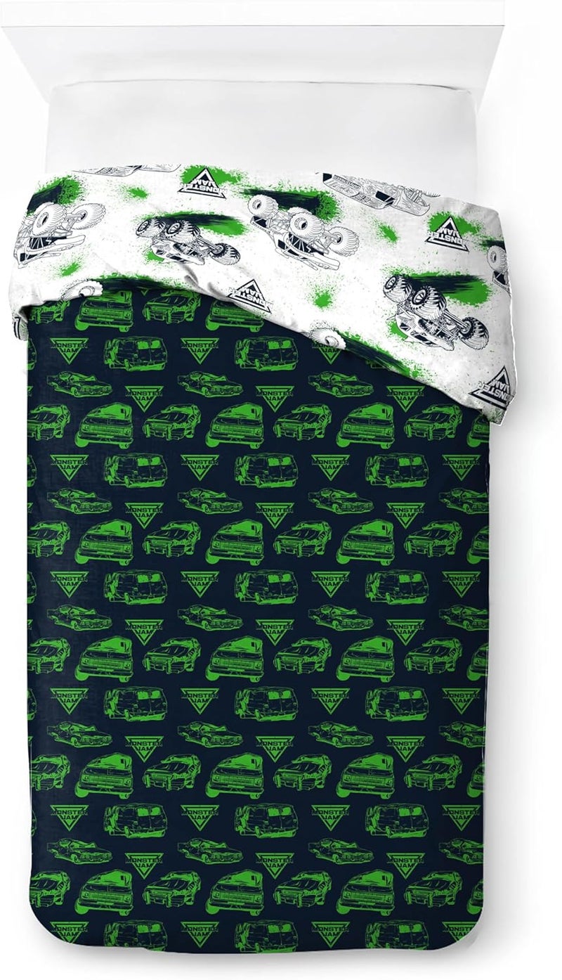 Jay Franco Kids Field Monster Jam Bedding Set – Super Soft Bedding with Pillowcase, COVER ONLY, Duvet Not Included, White, 2-Piece, Single Bed Well-engineered versatile build - Image 3
