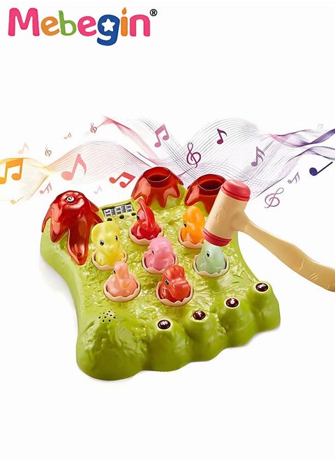 Whack A Dinosaur Game with Sound and Light, Interactive Dinosaur Game Pounding Toys with 2 Hammers, Fun Dinosaur Gopher Machine, Whack A Mole Game for Toddlers,  Fun Creative Board Game, Suitable Kids Adged 3+, 28.7*24*8CM
