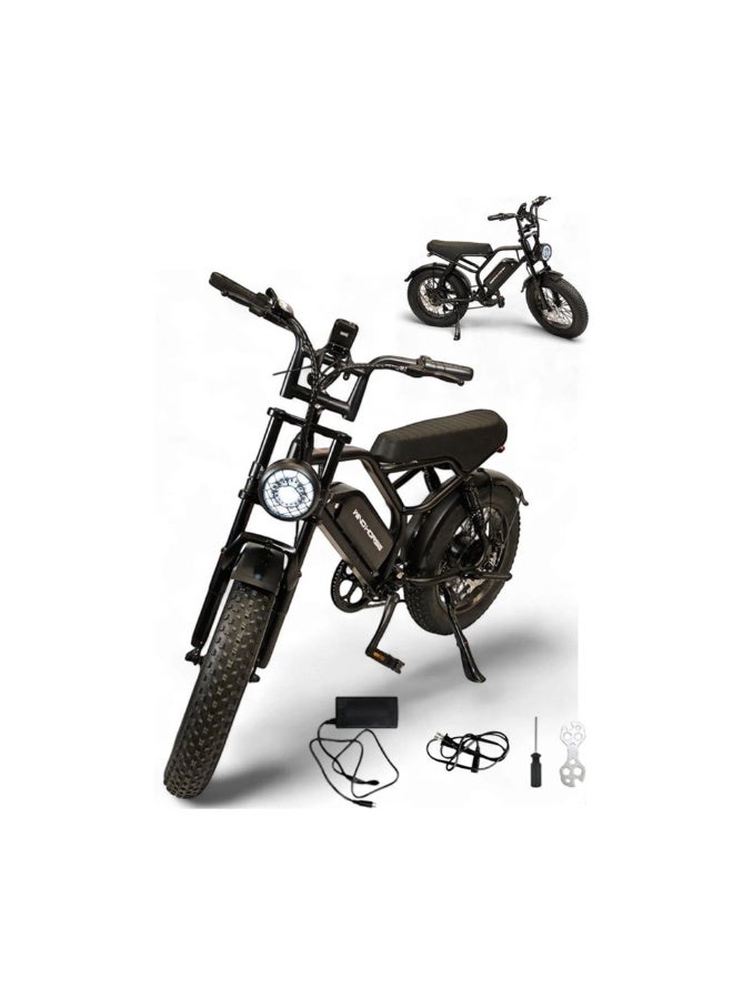 Wind Horse V8 Mini Electric Bike | 750W Motor (1255W Peak), 60 km Range, 50 km/h Top Speed, 16" x 4.0" Fat Tires, Bluetooth Speaker & Artificial Engine Sound - Image 3
