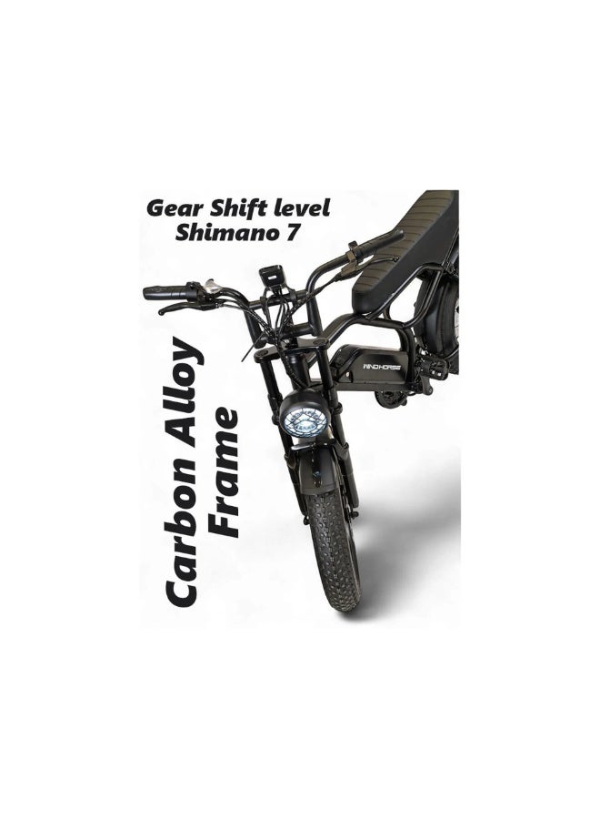 Wind Horse V8 Mini Electric Bike | 750W Motor (1255W Peak), 60 km Range, 50 km/h Top Speed, 16" x 4.0" Fat Tires, Bluetooth Speaker & Artificial Engine Sound - Image 4