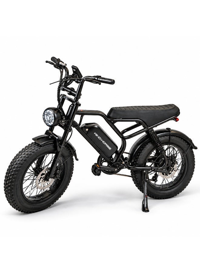 Wind Horse V8 Mini Electric Bike | 750W Motor (1255W Peak), 60 km Range, 50 km/h Top Speed, 16" x 4.0" Fat Tires, Bluetooth Speaker & Artificial Engine Sound - Image 1