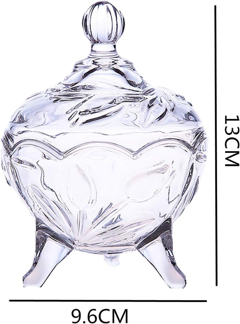 WRINGO 400 ML Glass Candy Sweet Jars with Lid Crystal Bon Jar Covered Sugar Bowl Small Decorative Cookie Dish Buffet Storage Container Crystal Candy 1PC - Image 2