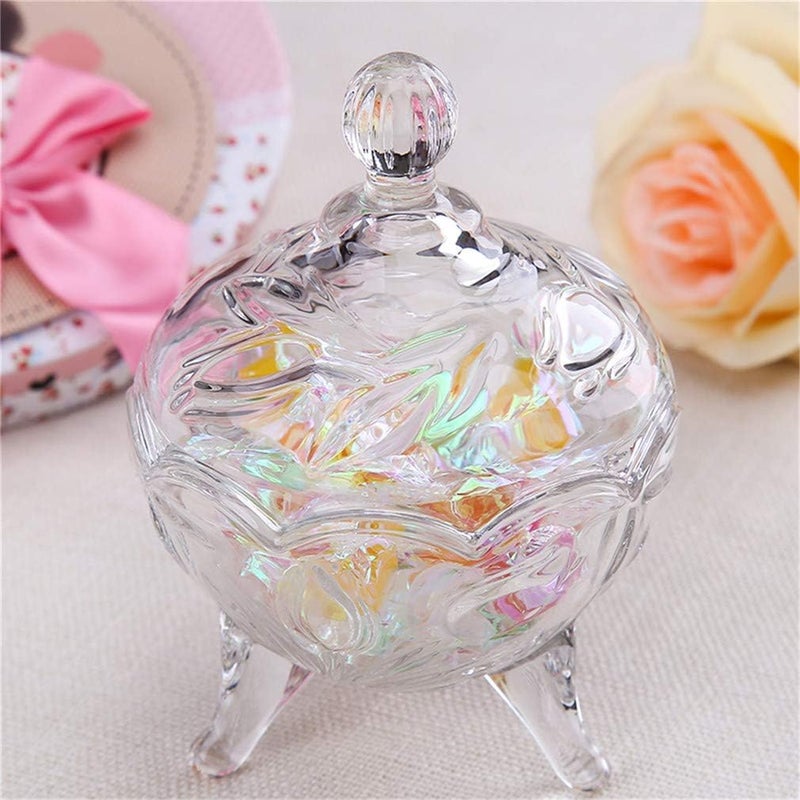 WRINGO 400 ML Glass Candy Sweet Jars with Lid Crystal Bon Jar Covered Sugar Bowl Small Decorative Cookie Dish Buffet Storage Container Crystal Candy 1PC - Image 3