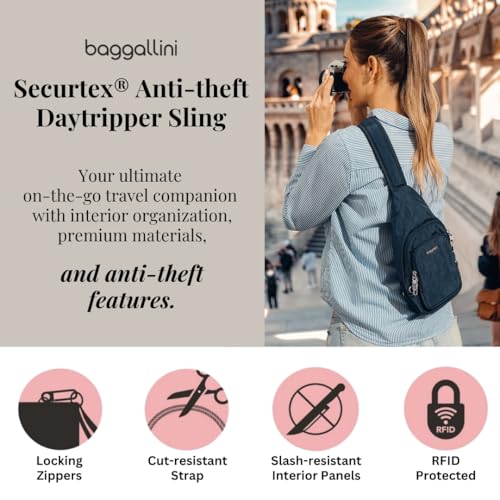 Baggallini Anti-Theft Daytripper Sling - 7x12 Securtex Crossbody Bag Travel Safe, Locking Zippers, Slash-Resistant Strap - Image 2