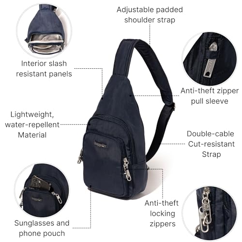 Baggallini Anti-Theft Daytripper Sling - 7x12 Securtex Crossbody Bag Travel Safe, Locking Zippers, Slash-Resistant Strap - Image 3