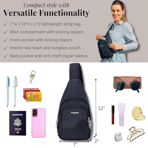Baggallini Anti-Theft Daytripper Sling - 7x12 Securtex Crossbody Bag Travel Safe, Locking Zippers, Slash-Resistant Strap - Image 4