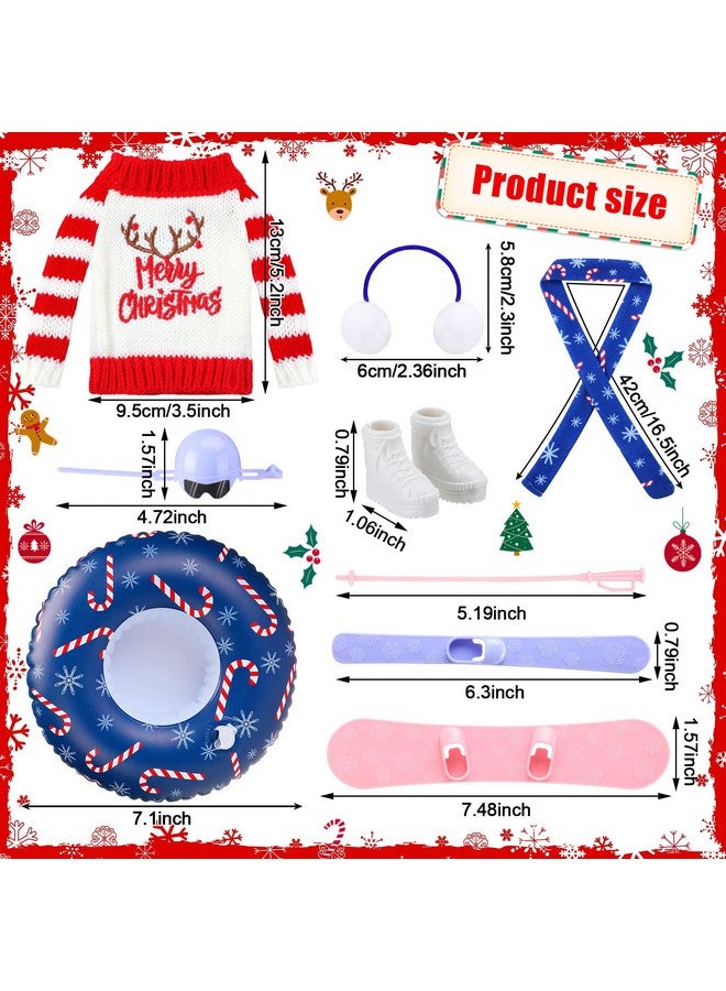 Hungdao 9 Pcs Christmas Elf Doll Accessories Set Includes Ear Muffs Soft Scarf Cozy Sweater Inflatable Snow Tube Christmas Elf Clothing Accessory For Christmas Elves Doll Costume (Snowmen, Elk) - Image 2