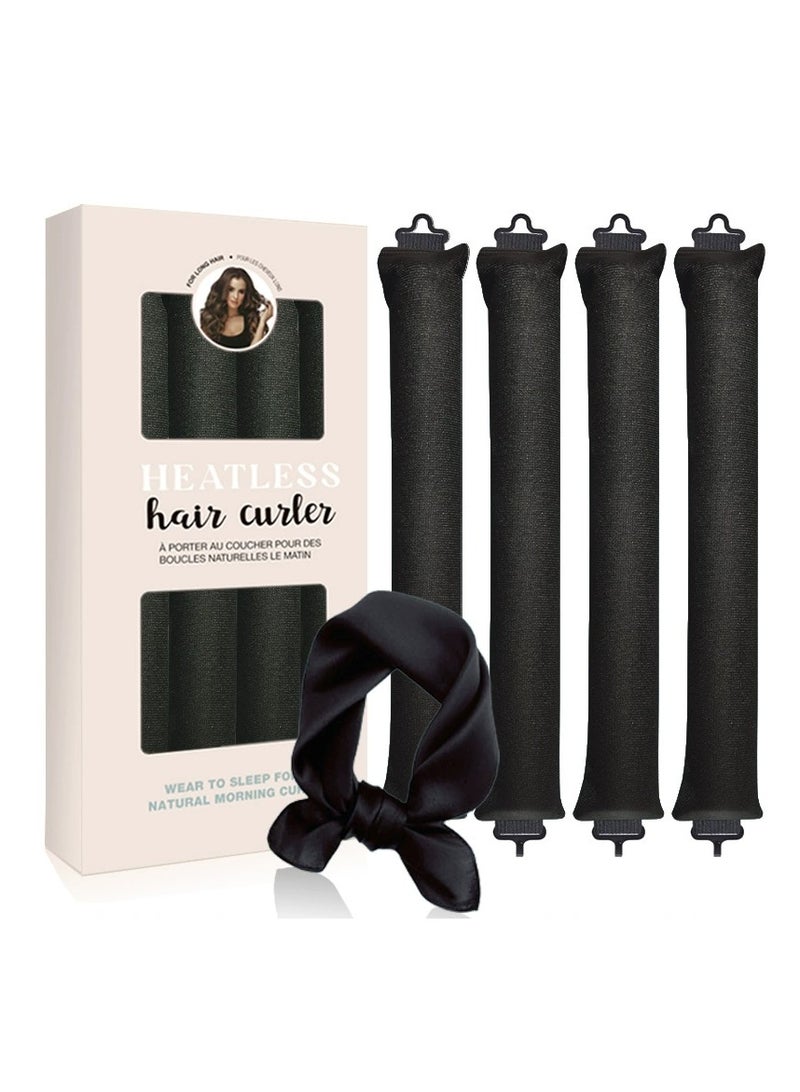 RedMapleTEK Heatless Hair Curler, Flexi Rods with Hook, No Heat Curlers for All Hair Types, Overnight Heatless Curls for Blowout Hair （Black) - Image 1