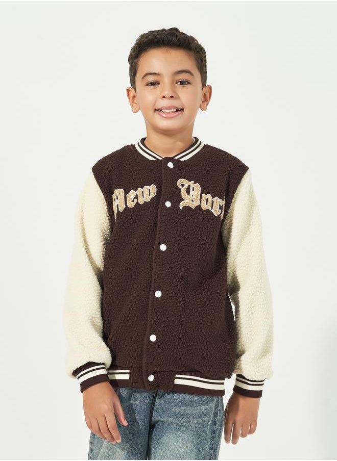 Styli - Embroidered Colorblock Varsity Jacket - Image 1