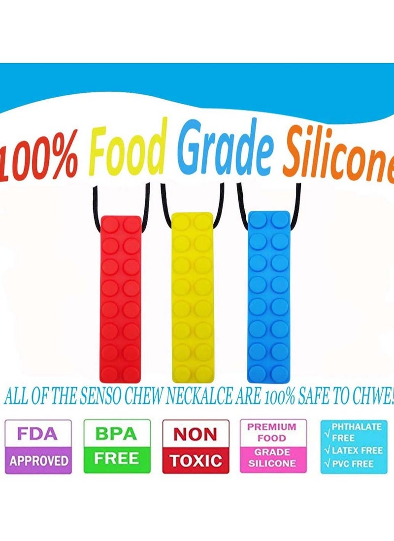 SYOSI - 3 Pack Sensory Chewing Necklace Durable Silicone Chewer for ADHD Teething Biting Oral Motor Chewy Stick Tube Toy Jewelry Boys Girls Adults Toddlers Tougher Chew - Image 1