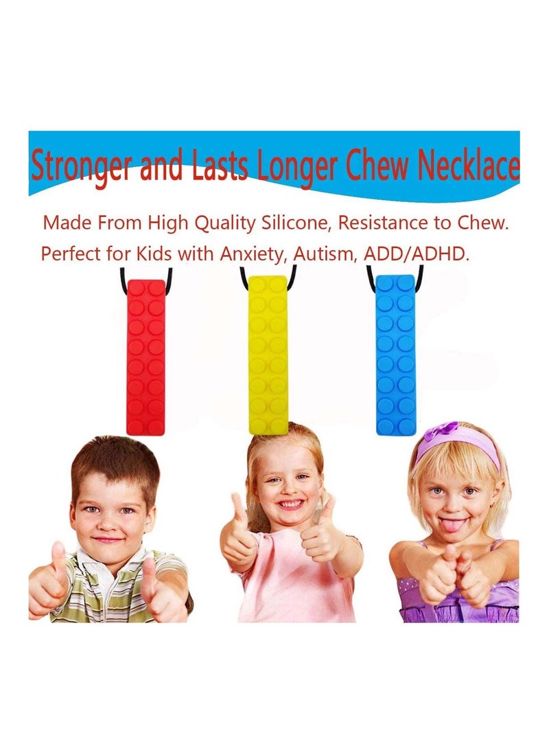 SYOSI - 3 Pack Sensory Chewing Necklace Durable Silicone Chewer for ADHD Teething Biting Oral Motor Chewy Stick Tube Toy Jewelry Boys Girls Adults Toddlers Tougher Chew - Image 1