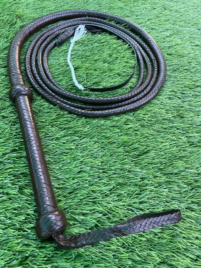 PETS TRIANGLE 14 plaits Genuine Leather Indiana John Style Bull Whip for Horse Riding, Action Games and Stunts (8 Feet, Brown) - Image 4