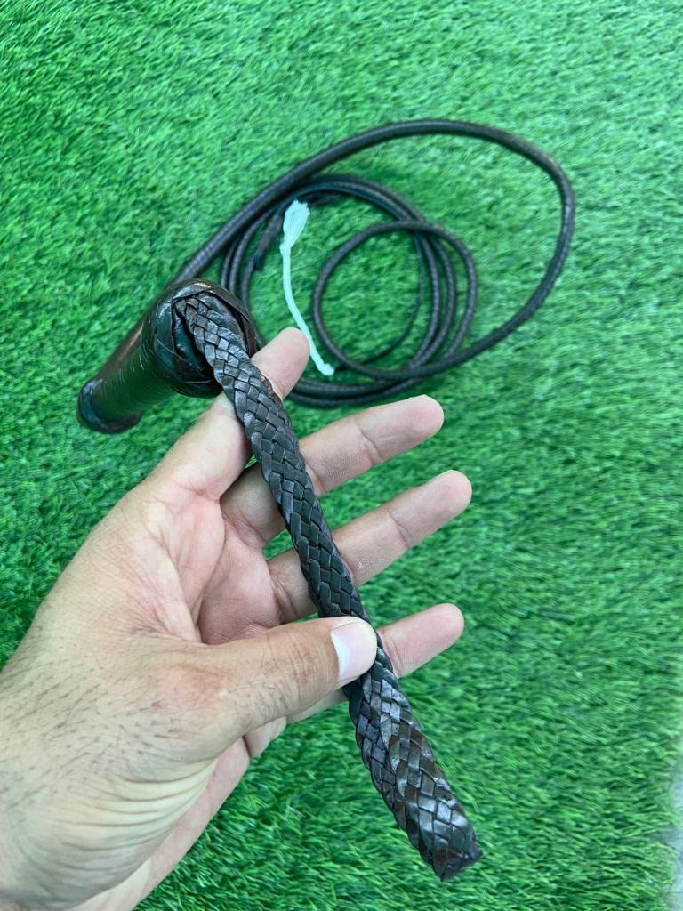 PETS TRIANGLE 14 plaits Genuine Leather Indiana John Style Bull Whip for Horse Riding, Action Games and Stunts (8 Feet, Brown) - Image 3
