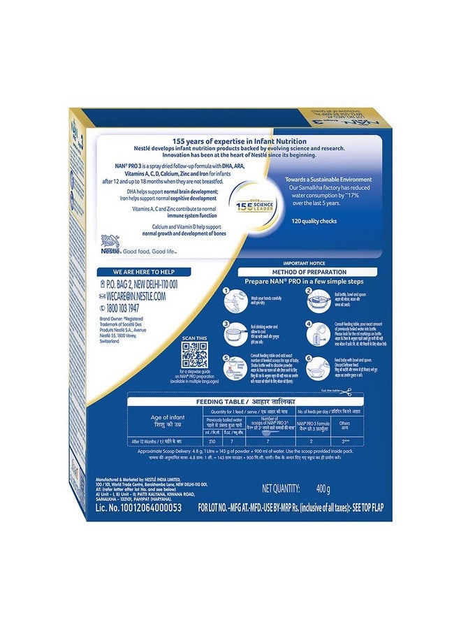 Nan Pro Stage Follow-Up Formula Milk Powder For Babies (After 12