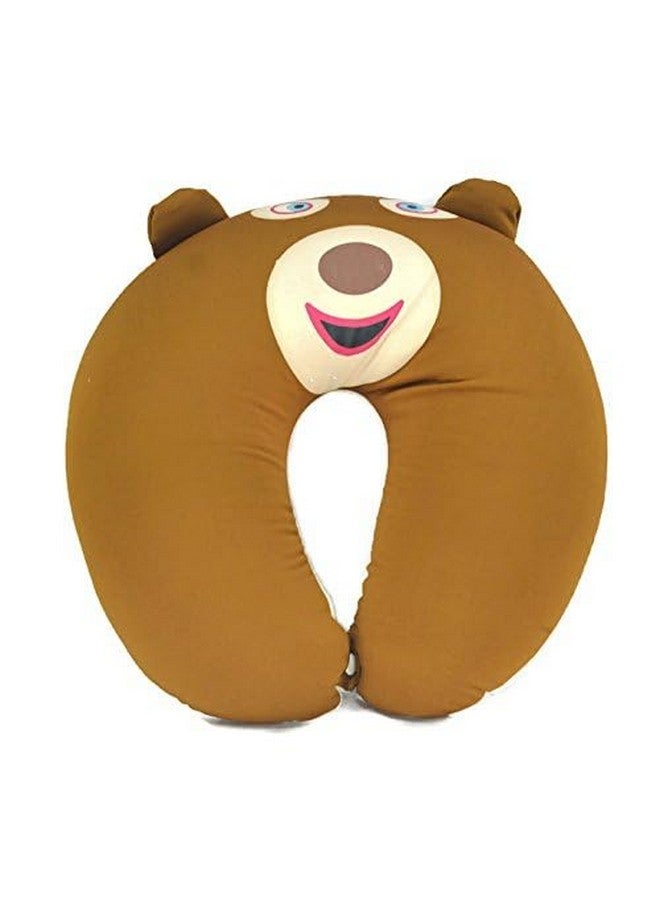 JERN وسادة رأس كرتونية جيرن ووسادة عنق للأطفال الأولاد والبنات، للمراهقين، ملحقات السفر للطائرة، السيارة، الاستلقاء، وسادة سفر لطيفة (بني) - Image 2