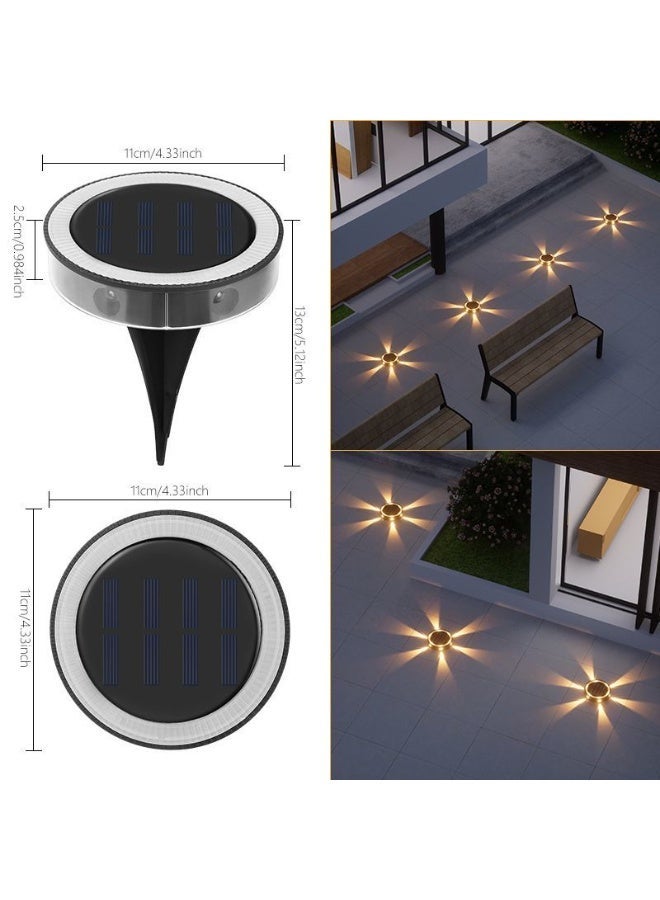6-hole solar ground light, outdoor courtyard, garden balcony decoration, lawn spike light, 2-piece set, warm light - Image 1