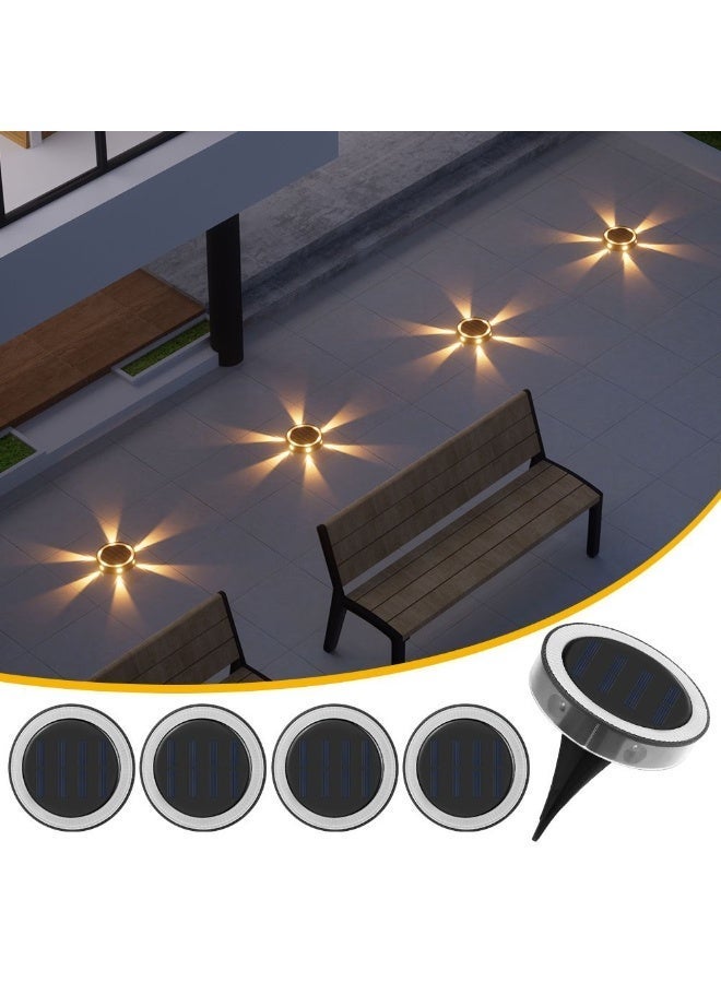 6-hole solar ground light, outdoor courtyard, garden balcony decoration, lawn spike light, 2-piece set, warm light - Image 2
