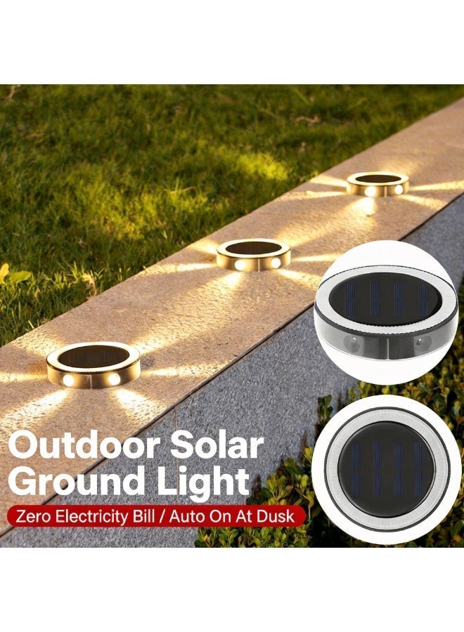 6-hole solar ground light, outdoor courtyard, garden balcony decoration, lawn spike light, 2-piece set, warm light - Image 3