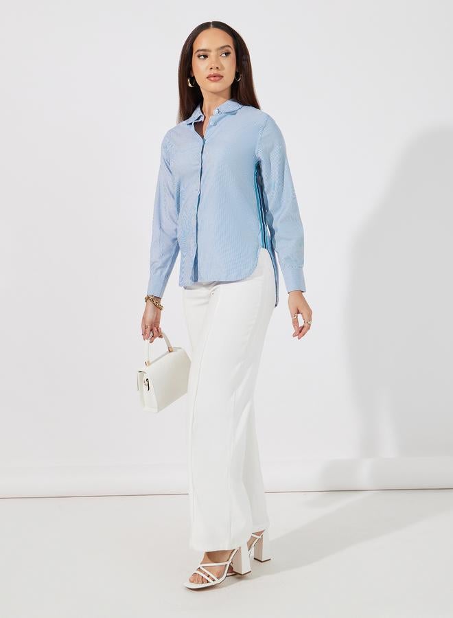 Styli Striped Regular Fit Shirt with Side Tape Detail  - Image 1