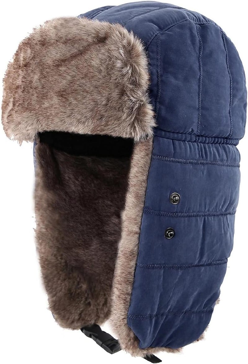 Connectyle Men's Trooper Trapper Hat Warm Winter Hats with Removable Face Mask Earflaps Faux Fur Hunting Outdoor Hat - Image 2