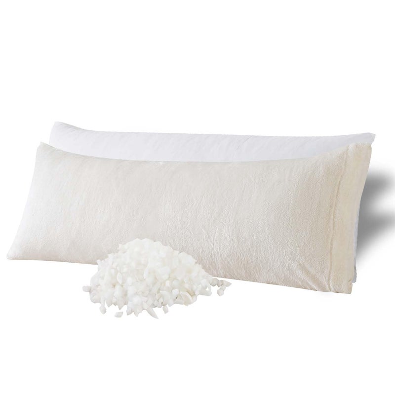 WhatsBedding وسادة واتس بيدينج للجسم مع غطاء وسادة من الفرو الصناعي الناعم، وسادة طويلة ورقيقة للجسم، وسادة عناق من فرو الشيربا الناعم للبالغين - أسود - Image 1