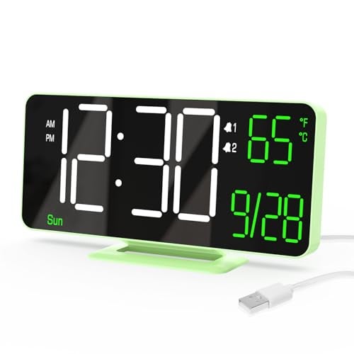 KOSUMOSU Small Digital Clock 67in Alarm Clocks for Bedrooms Auto Dimming Room Temperature Day of The Week Seconds Date Desk Clock for Bedroom Digital Clocks for Living Room - Image 1