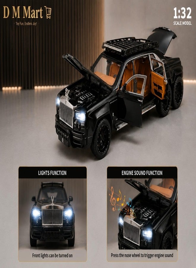 D M Mart 1:32 6x6 Modified RR Phantom Pull Back Die-Cast Metal Car | Luxury Alloy Toy Car with 6 Openable Doors, Sound & Light | Collectible Model Car Gift for Kids & Boys (Black) - Image 3