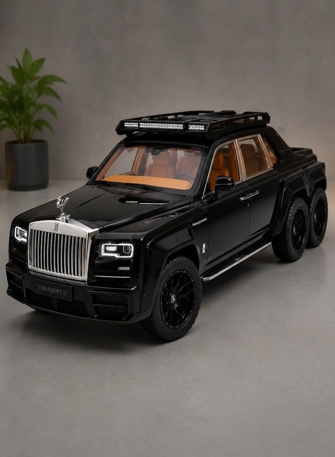 D M Mart 1:32 6x6 Modified RR Phantom Pull Back Die-Cast Metal Car | Luxury Alloy Toy Car with 6 Openable Doors, Sound & Light | Collectible Model Car Gift for Kids & Boys (Black) - Image 1