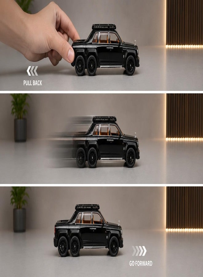 D M Mart 1:32 6x6 Modified RR Phantom Pull Back Die-Cast Metal Car | Luxury Alloy Toy Car with 6 Openable Doors, Sound & Light | Collectible Model Car Gift for Kids & Boys (Black) - Image 2