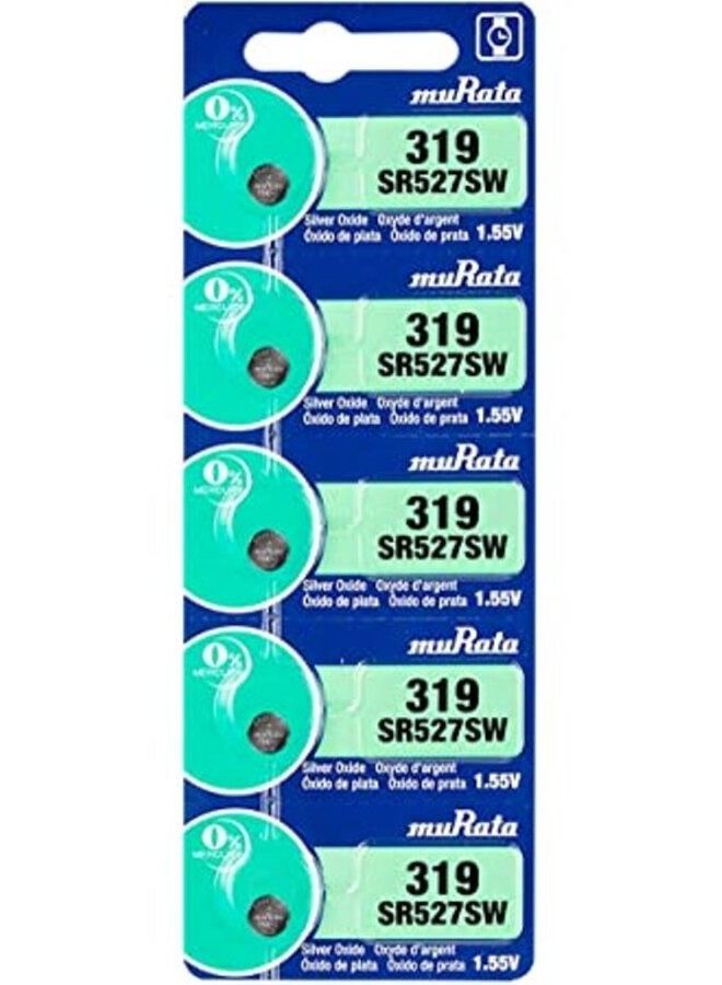 muRATA 5-Pieces Murata SR527SW / 319 Silver Oxide 1.55V (muRata) Japan Batteries - Image 1