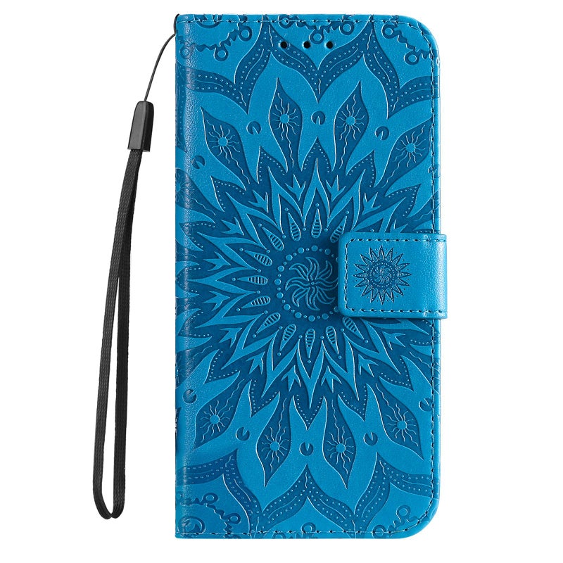 erorex For Samsung Galaxy A56 5G Embossed Sunflower Pattern Flip Leather Phone Case(Blue) - Image 2