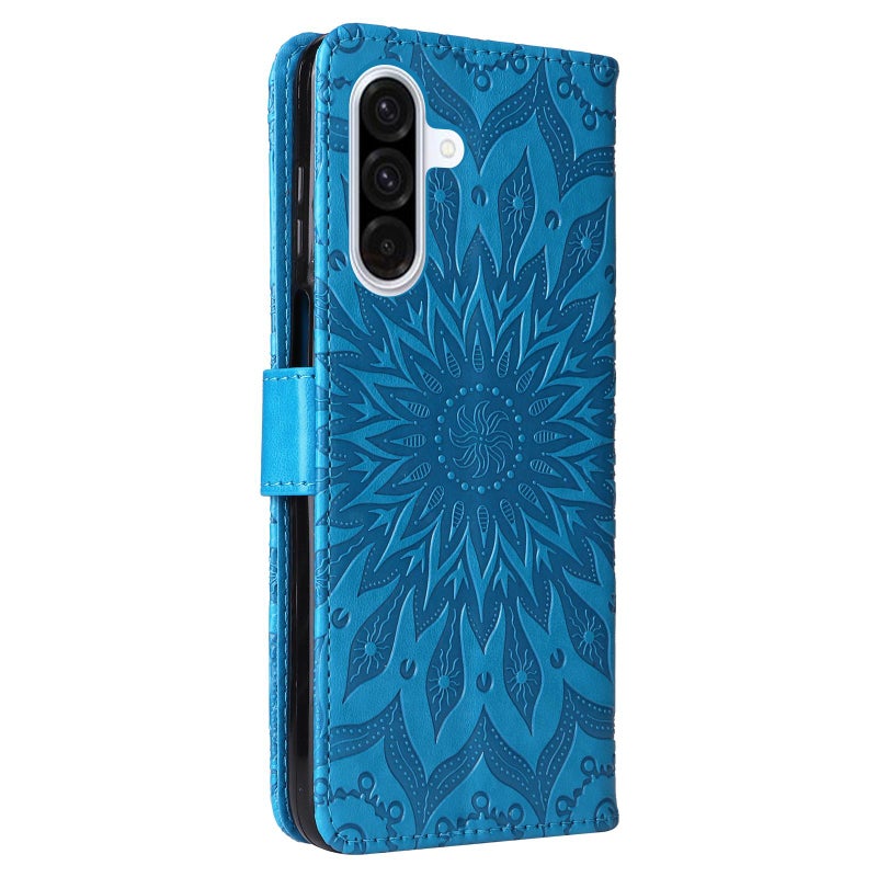 erorex For Samsung Galaxy A56 5G Embossed Sunflower Pattern Flip Leather Phone Case(Blue) - Image 3
