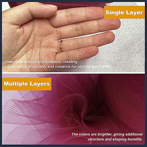 Ableme Deco Tulle Fabric Roll 6 Inch by 100 Yards (300 ft) Tulle Ribbon Sheer Mesh Netting for DIY Tutu Skirt Gift Wrapping Wedding Baby Shower Birthday Halloween Party Decorations Crafts, 34 Colors (Burgundy) - Image 4