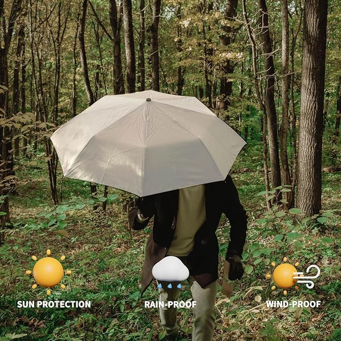 PRANIJ One-Click Auto Open/Close 3-Fold Travel Umbrella For Women, Men, & Kids, Sun & UV Protection Compact Lightweight Windproof Umbrella for Rain - Image 4