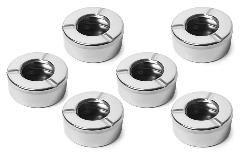 FINALITY Stainless Steel Ashtray for Cigarette Ash Holder Tray with Lid for Home, Office and Bar (Pack of 6) - Image 1