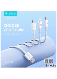 Celebrat CB-24 Portable USB To Type-C Fast Charge And Data Transmission Cable With Flat wire Design And Practical Fits Mobile Phone 3A / 1.2M- White - pzsku/ZB3488F45562513954786Z/45/_/1731408761/a171a4e0-5b50-490c-93d3-00484f998807