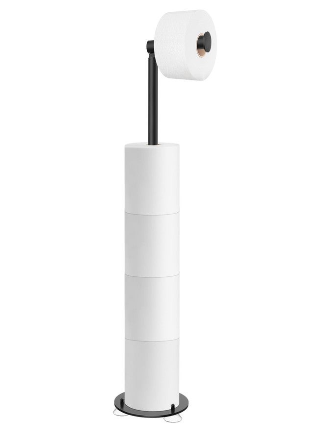 SetSail Toilet Paper Holder Stand, Free Standing Toilet Paper Holder with Suction Cups, Stainless Steel Toilet Paper Storage for Bathroom, Weighted Base Suction Cup, Black - Image 1
