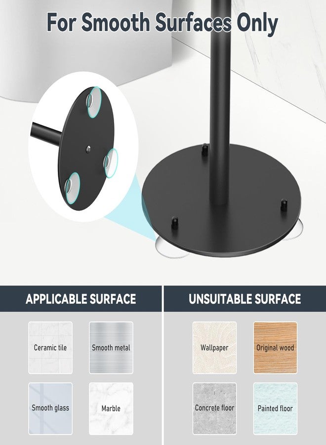 SetSail Toilet Paper Holder Stand, Free Standing Toilet Paper Holder with Suction Cups, Stainless Steel Toilet Paper Storage for Bathroom, Weighted Base Suction Cup, Black - Image 4